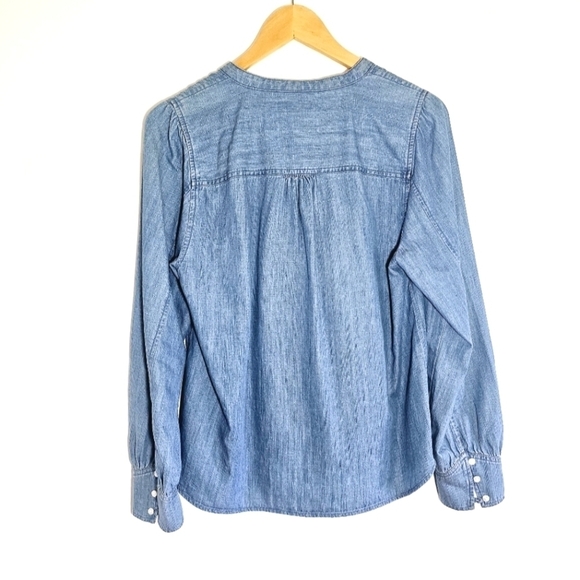 Point Sur J.Crew Denim Button Down Cotton Lyocell Women's Blouse Size S - Picture 6 of 6